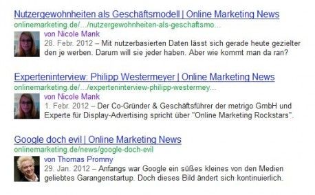 Autorenbilder jetzt auch in den deutschen SERPS