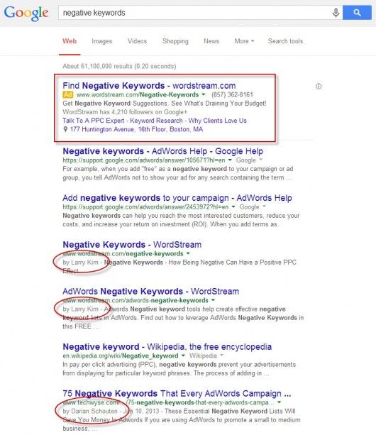 google-negative-keywords-serp