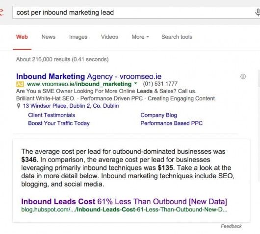 cost per inbound marketing google scrape