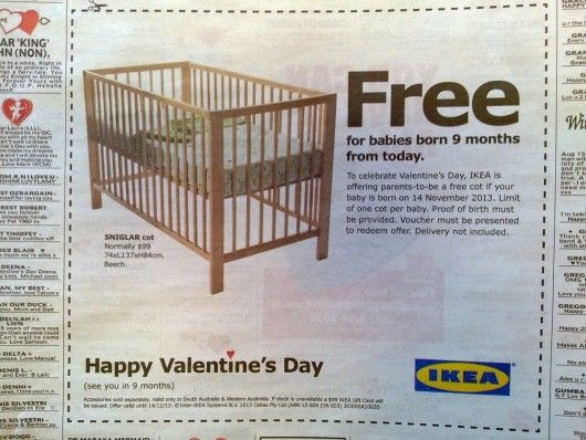 Ikea versprach am Valentinstag jedem Baby ein Gratisbett, das neun Monate später das Licht der Welt erblickt. 