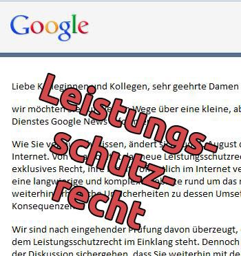 Leistungsschutzrecht: Einverständniserklärung zur weiteren Aufnahme in den Google News nötig