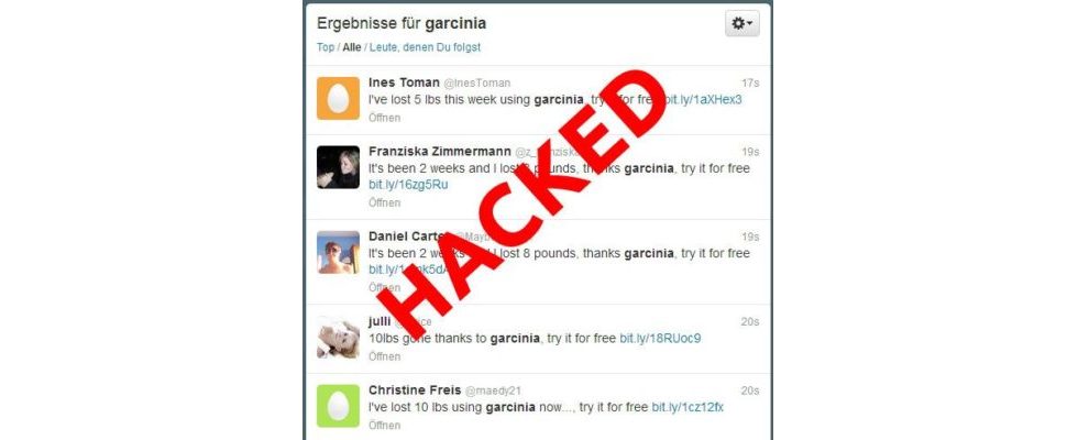 Twitter-Accounts gehackt: Garcinia Abnehmmedikament spammt die Timelines zu