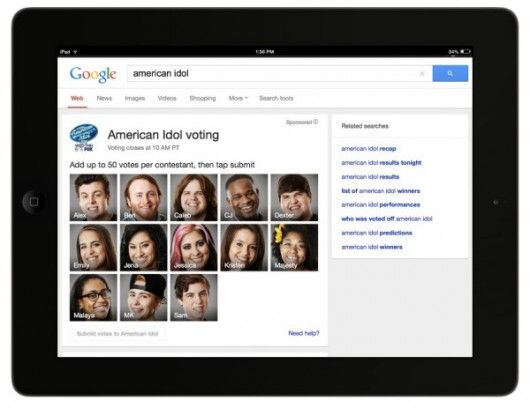 Das American Idol Voting in der Google Suche