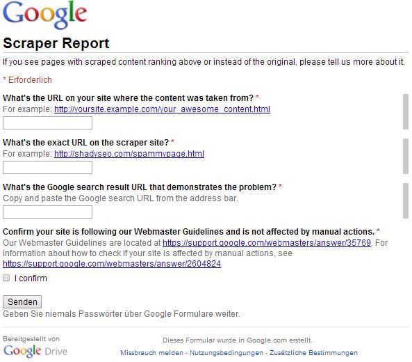 Scraper Sites: Den Content-Dieben geht es mit Googles neuer Scraper Report form an den Kragen