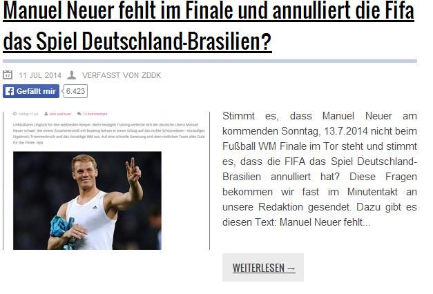„Manuel Neuer fehlt im Finale“ – wie Fake-Nachrichtenportale Traffic ziehen