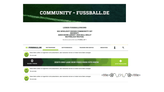 Kreative 404-Seiten und HTML-Titel auf Fussball.de 