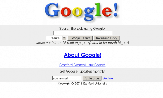 Google 1997, © Internet Archive