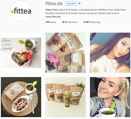 Auch der Account von Fittea zeigt direkt User, die starken Einfluss auf ihre Follower ausüben