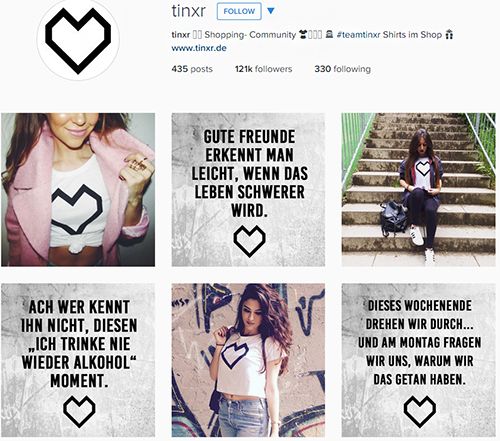 Bei Tinxr ist der Unterschied sofot auszumachen: Statt bloßer Produktfotos, werden Influencer mit der Kleidung ausgestattet
