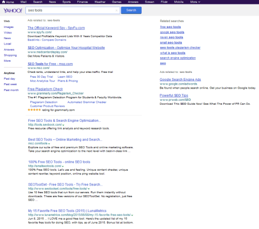 Yahoo-Suche mit Google Ergebnissen, © SEOBook