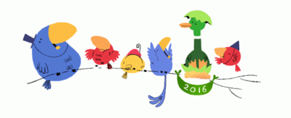 Google Doodle von heute: Frohes neues Jahr 2016!