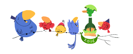 Google Doodle von heute: Frohes neues Jahr 2016!