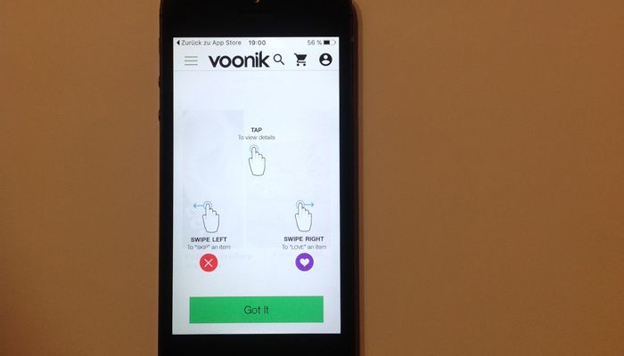 voonik-App - Navigationshilfe