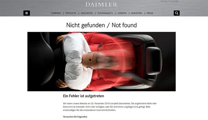 Die 404-Seite von Daimler