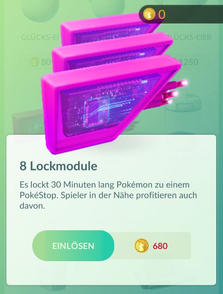 Lockmodule im Pokémon Go Shop