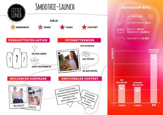 Die Infografik zur Influencer-Kampagne von Little Lunch. Wie der Smoothie-Launch an Reichweite gewann.