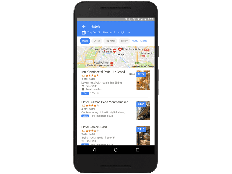 Die Hotelsuche von Google erhält ebenfalls ein großes Update. Neu sind die sogenannten "Deals".