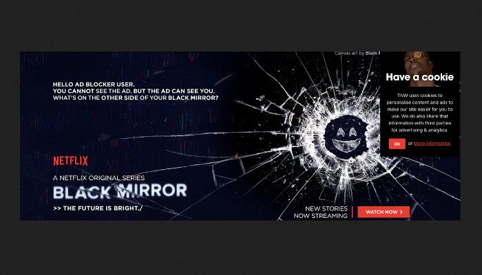 Die Banner Ad von Netflix für Ad Block-User, Quelle: Screenshot Mashable.com 