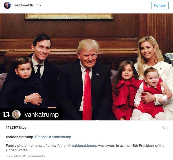Auf seinem privaten Instagram-Account postet Trump mit Vorliebe Bilder seiner Familie.