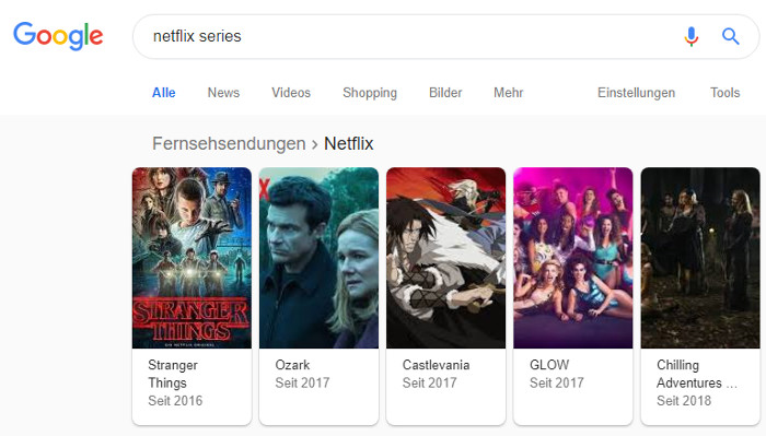 Google experimentiert mit mehr Informationen zu Netflix, Prime Video und Co. in Search