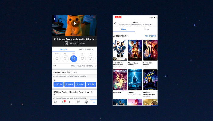 Du kannst jetzt Kinotickets direkt über Facebook buchen