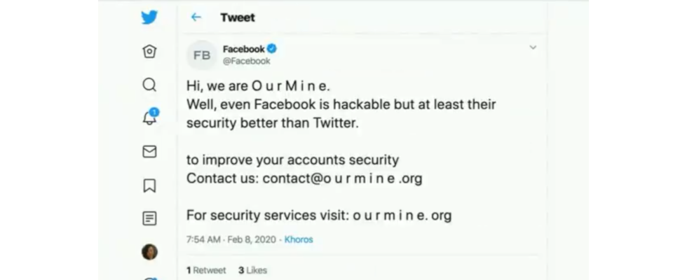 Facebook gehackt: Der Twitter Account der Plattform war kurzzeitig fremdgesteuert