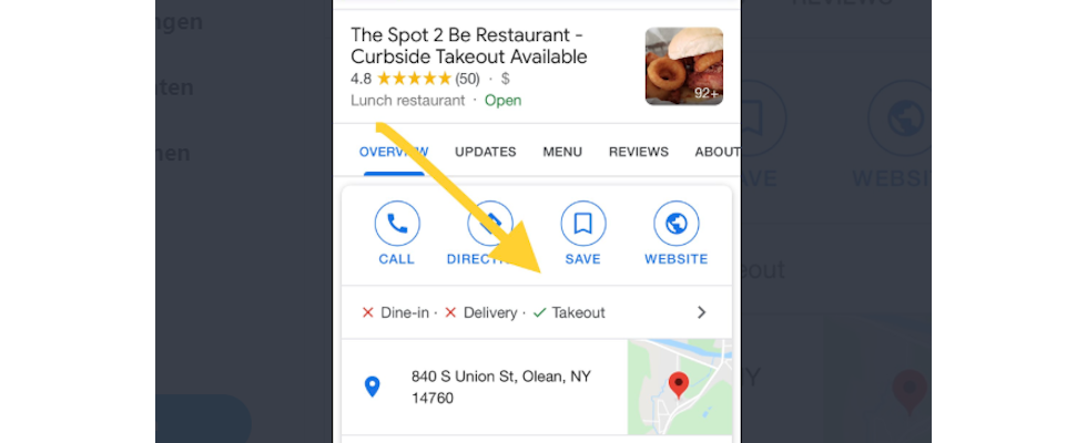 Google ermöglicht Attribute wie Takeout oder Delivery für lokale Suche