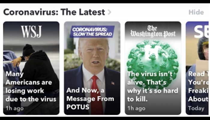 Snapchat launcht Newsfeed zu COVID-19: „Coronavirus: The Latest.“