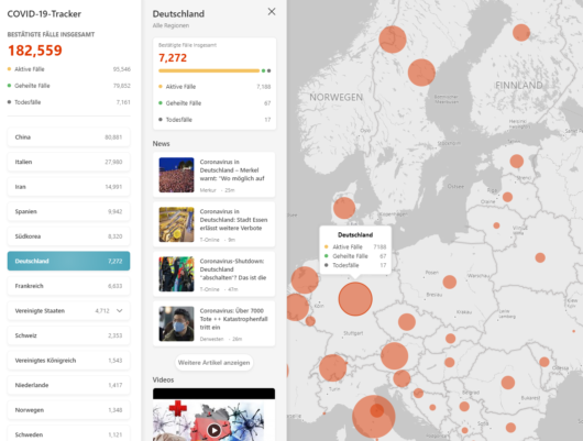 Der Coronavirus-Tracker von Bing