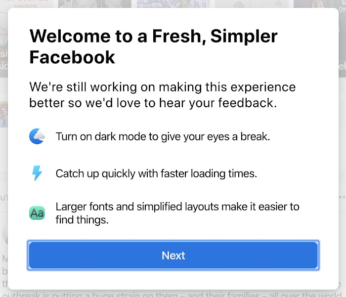 Erste Bilder von Facebooks neuem Desktop-Design – inklusive Dark Mode