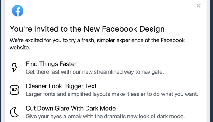 Erste Bilder von Facebooks neuem Desktop-Design – inklusive Dark Mode