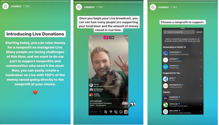 Jetzt auch in Live Videos: Spenden sammeln bei Instagram