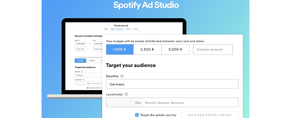 Einfach in der Playlist werben: Spotify startet Ad Studio in Deutschland