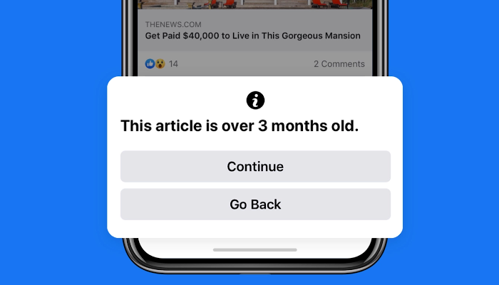 Facebook warnt User, die veraltete News teilen