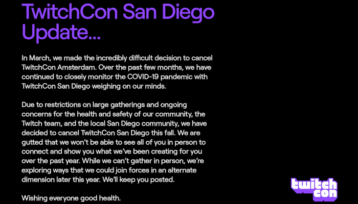 Absage: Die TwitchCon San Diego wird wegen Corona nicht stattfinden