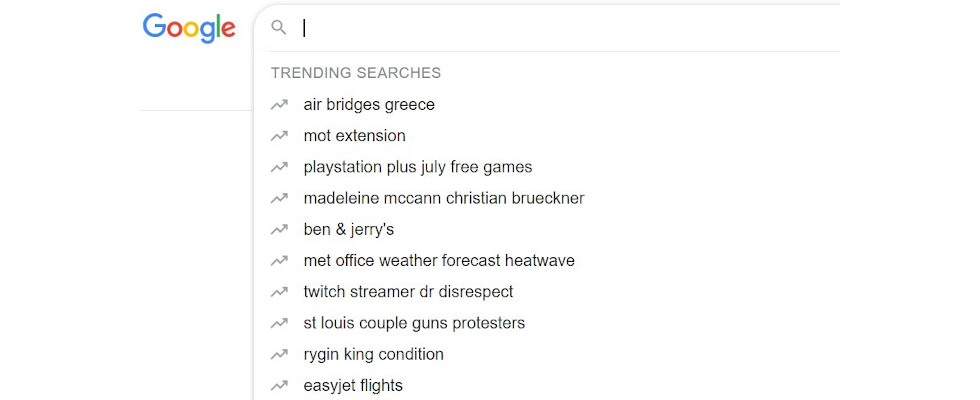 Google testet trendende Suchanfragen als Vorschläge in der Search Bar