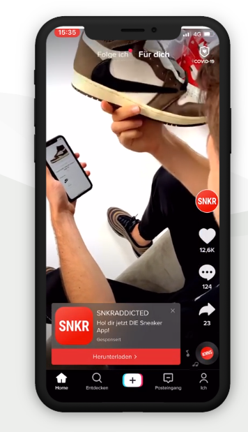 SNKRADDICTED wirbt bei TikTok für die eigene App