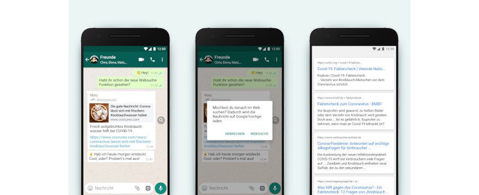 WhatsApp launcht Google-Suche im Message Stream