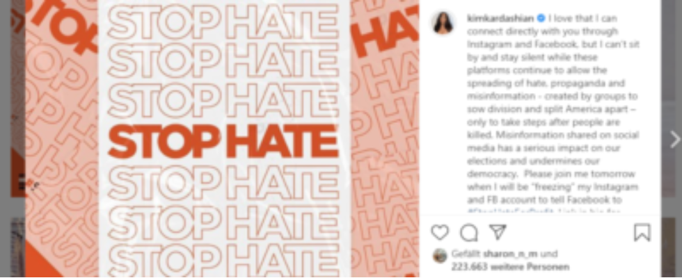 Gegen Hate Speech: Kim Kardashian friert ihren Instagram Account ein