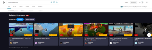 Bing Introduces Carousel For Gaming Live Streams In Search - live roblox streams right now