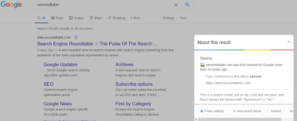 Google Testet Neue Infobox In Den Serps, Search Engine Round Table