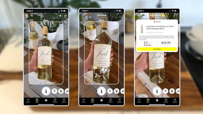 Snapchats Wine Scanner in Aktion 