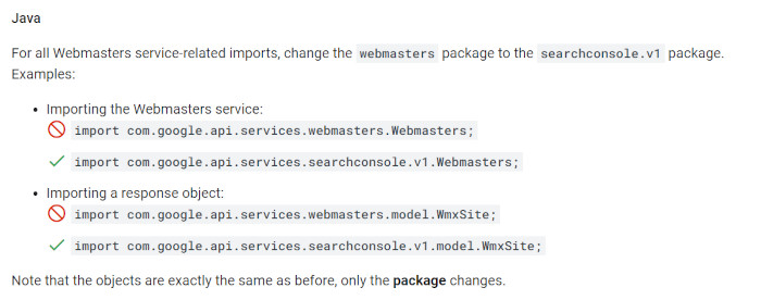 Notwendige Veränderungen in Java für die API-Bibliothek, © Google