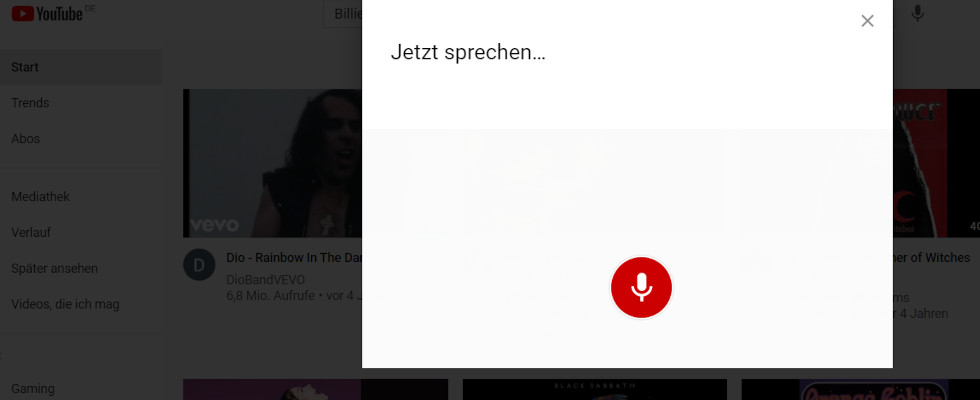 „Billie Eilish“ sagen, Billie Eilish hören: YouTube hat die Sprachsuche integriert