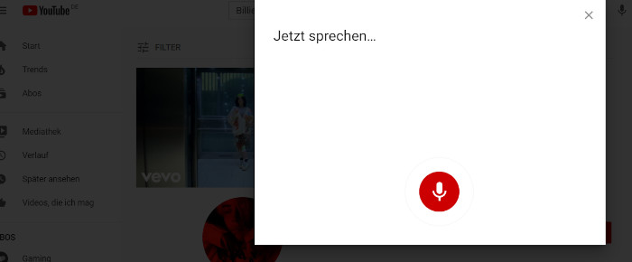 YouTubes Sprachsuche auf dem Desktop
