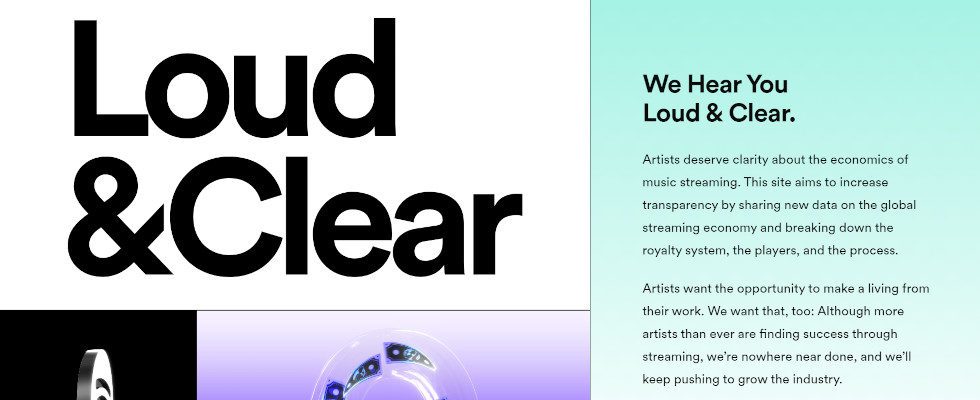 Spotify launcht Loud & Clear Website: Das zahlt der Streaming-Dienst für Musik und Co.