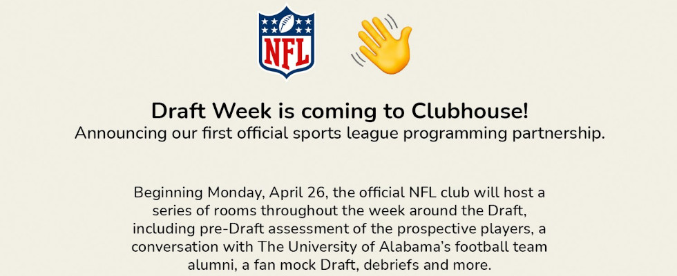 Clubhouse erzielt Deal mit der NFL: Player Draft live in Rooms der App