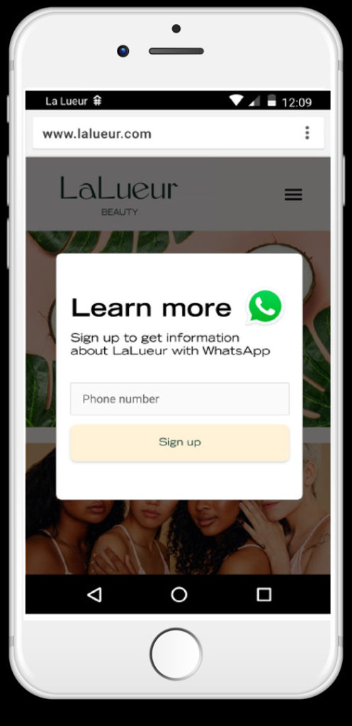 Sign-up bei WhatsApp für Unternehmensnachrichten