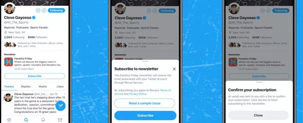 Twitter bringt Subscription Button für Newsletter direkt ins User-Profil