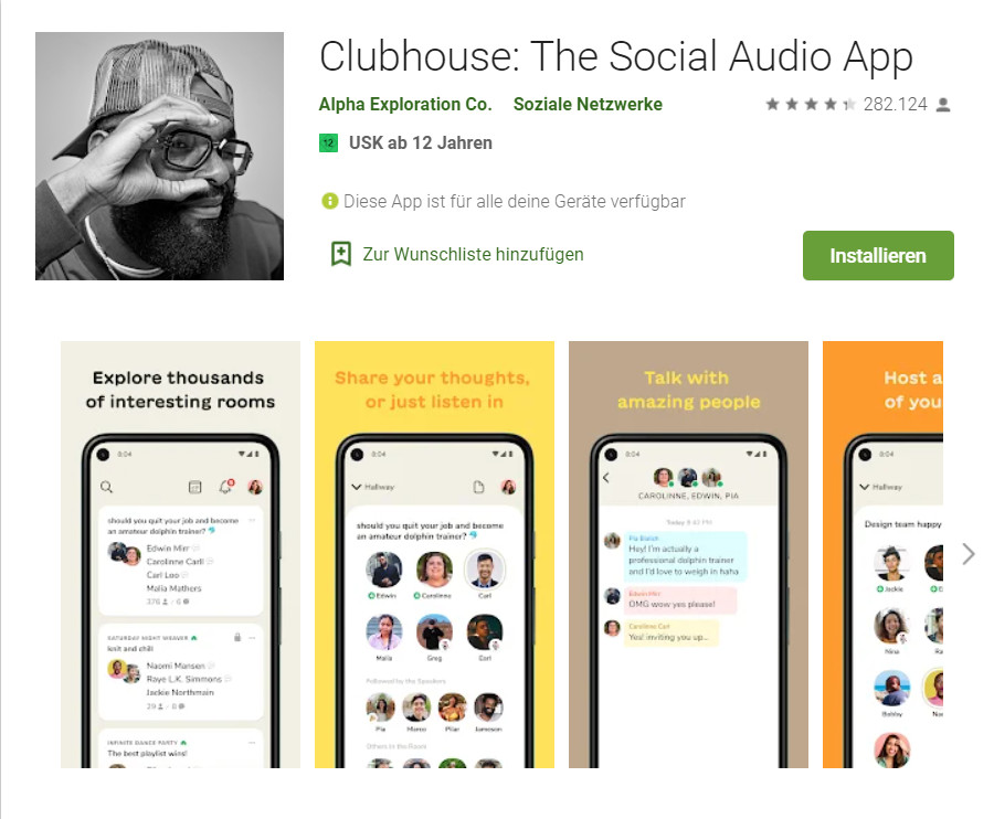Clubhouse schafft die Einladungen ab und zeigt neues App Idol, © Google Play Store/ Screenshot 